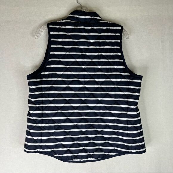 Gap Puffer Vest Women’s Blue White Stripes Sleeveless Zip Up M Preppy Nautical - Picture 7 of 11